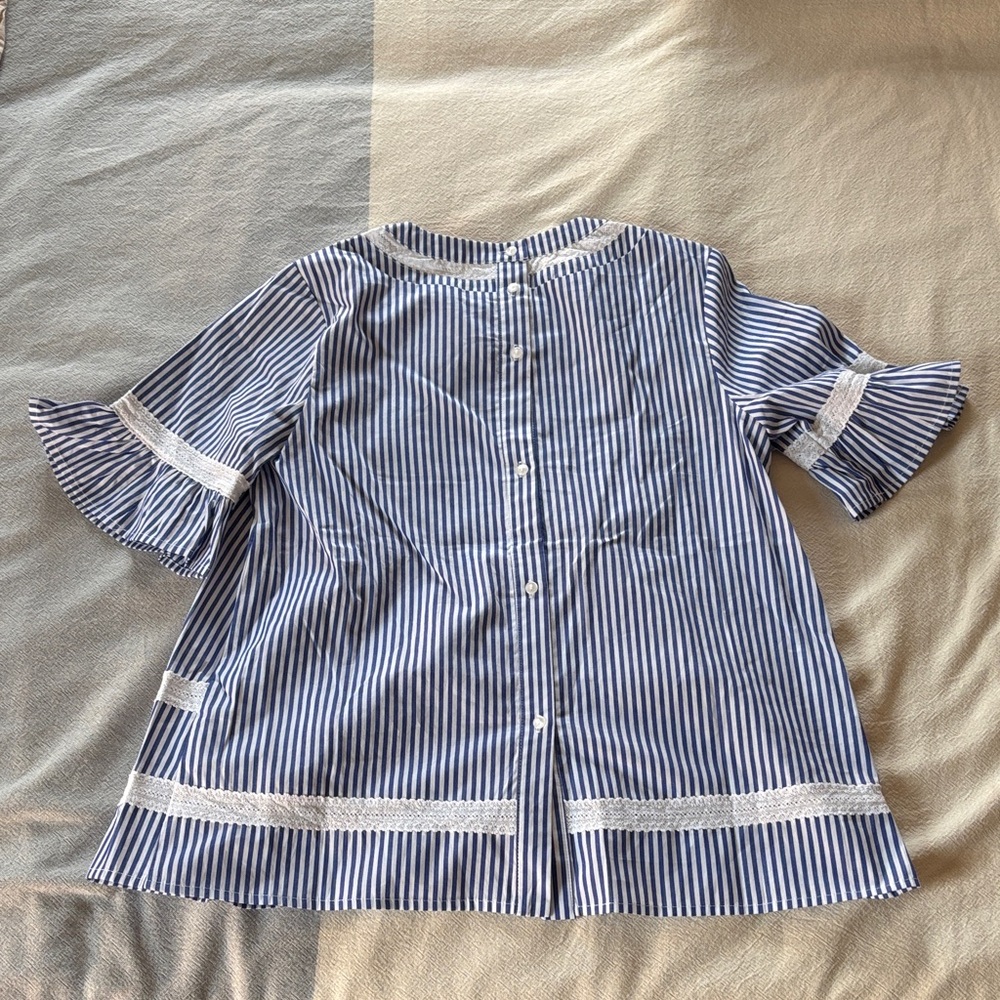 NWOT English Factory Blue Striped Women’s Top - Picture 4 of 4